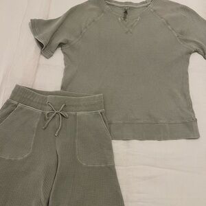Aerie Sage Green Waffle Knit Lounge Set